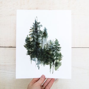 Watercolor Pine Tree Art, Pine Tree Wall Print, Evergreen Print, Watercolor Evergreen, Pine Tree Painting, Winter Wall Decor, Gift for Cabin