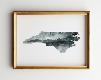 Watercolor North Carolina Art Print: State Wall Decor (Digital Download)