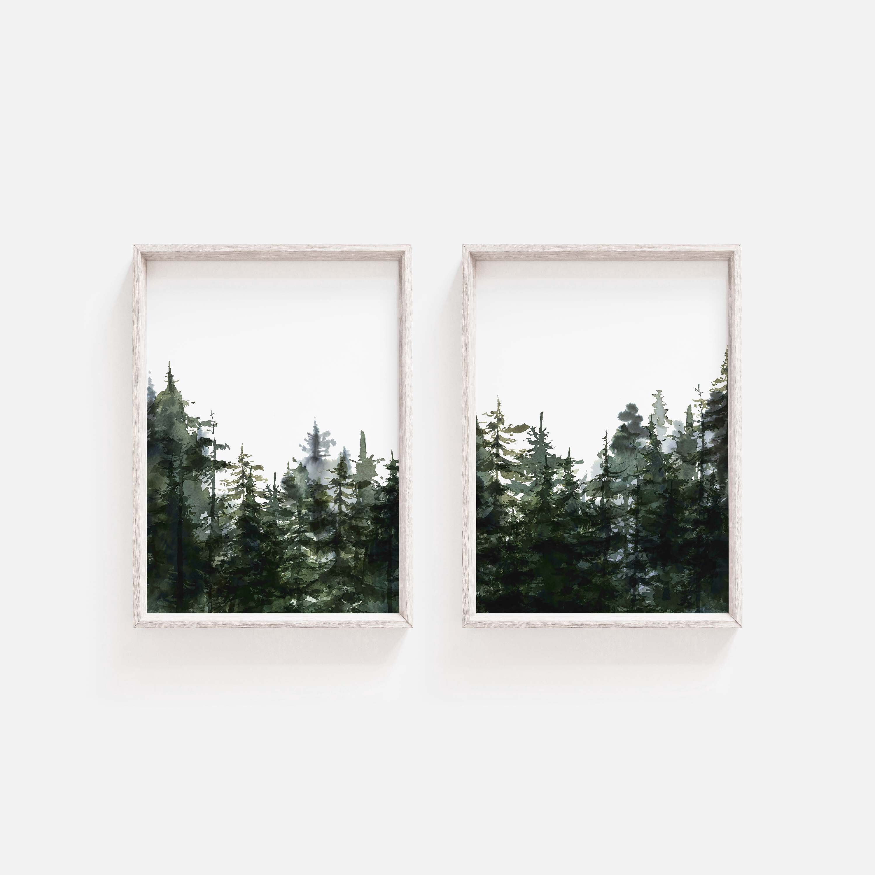 Watercolor Pine Tree Art Print Set: Forest Winter Wall Decor - Etsy