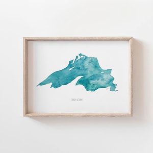 Personalized Lake Art, Lake Superior Art Print, Watercolor Lake Art, Duluth MN Art, Lake Superior Gifts, Lake Superior Decor, Outdoorsy Gift