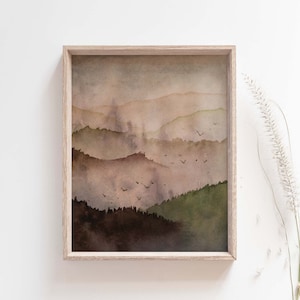 Watercolor Pine Tree Art, Neutral Watercolor Wall Art, Pine Tree Wall Print, Watercolor Painting Landscape, Winter Wall Decor, Forest Art