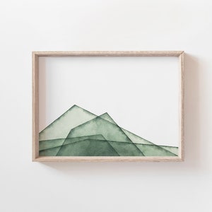 Geometric Mountain Art, Watercolor Mountain Print, Geometric Painting, Scandinavian Wall Art, Minimalist Mountain Art, Geometric Wall Art