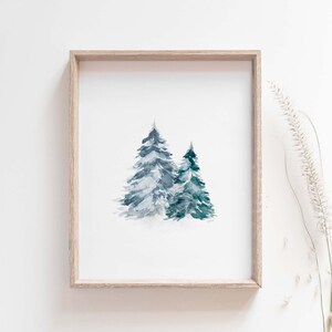 Pine Tree Art Print, Winter Watercolor Print, Scandinavian Wall Art, Rustic Winter Decor, Scandinavian Scandinavian Gifts, Giclee Print