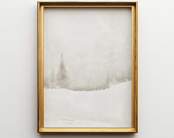 Vintage Style Watercolor Tree Art Print: Beige Neutral Decor