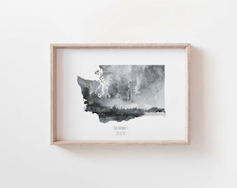 Personalized Washington State Watercolor Art Print: Moving Away Gift