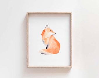 Fox Watercolor Giclee Print: Woodland Nursery Art