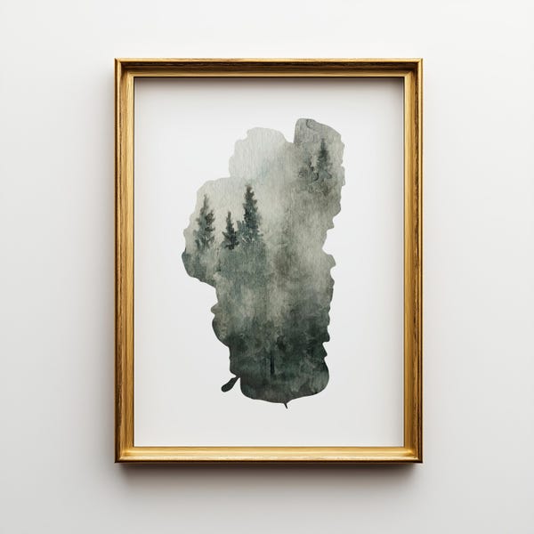 Impresión artística en acuarela del lago Tahoe: decoración de pared del lago