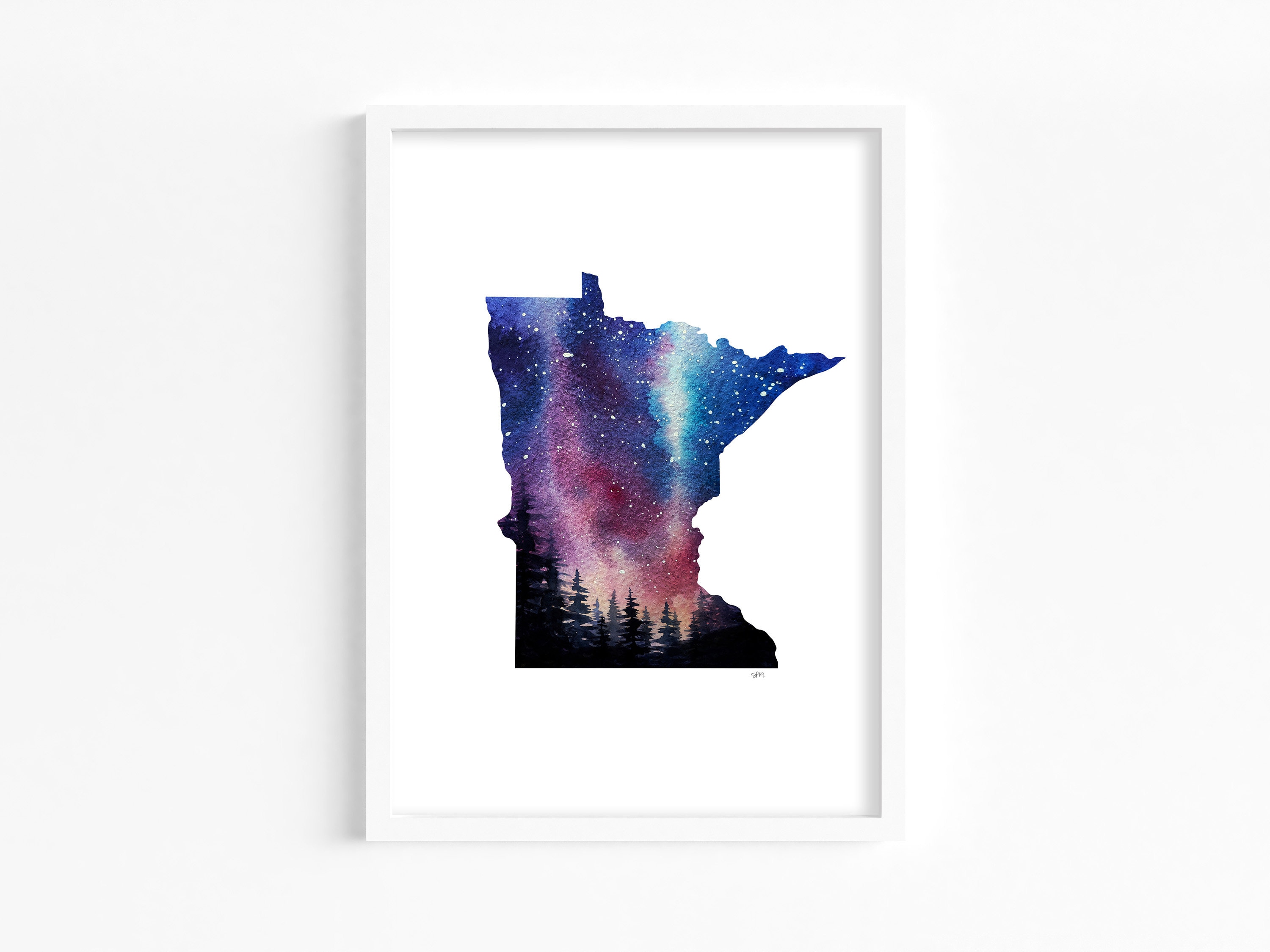 Minnesota Wall Art Watercolor State Print Northern Lights - Etsy