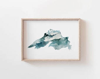 Lake Superior Art Print, Watercolor Lake Art, Wall Art for Cabin, Nature Lover Gift, Minnesota Gifts, Calming Office Art, Outdoorsy Gift