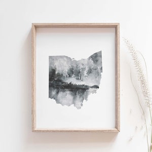 Ohio Wall Art, Watercolor State Print, Wall Art for Cabin, Moving Away Gift, Ohio Gifts, State Painting, Going Away Gift, Ohio Wall Decor