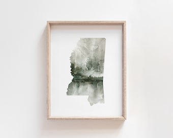 Watercolor Mississippi State Art Print: Calming Nature Wall Art
