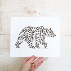 Bear Art Print, Scandinavian Nursery Decor, Printable Animal Art for Nursery, Bear Decor for Nursery, Forest Animal Print, Geometric Art