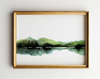Abstract Pine Tree Watercolor Print: Modern Nature Art