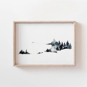 Pine Tree Wall Art, Winter Watercolor Print, Evergreen Decor, Nordic Wall Art, Abstract Nature Art, Outdoorsy Gifts, Scandinavian Wall Art