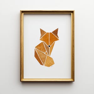 Geometric Fox Art Print: Watercolor Scandinavian Nursery Decor