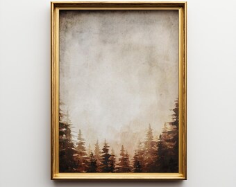 Vintage Style Watercolor Tree Art Print: Forrest Wall Art
