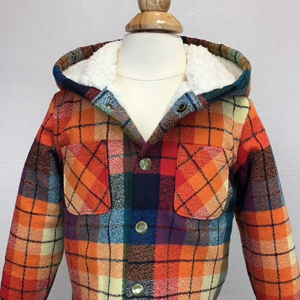 Plaid Flannel Shirt Jacket, Sherpa Lined, Toddler