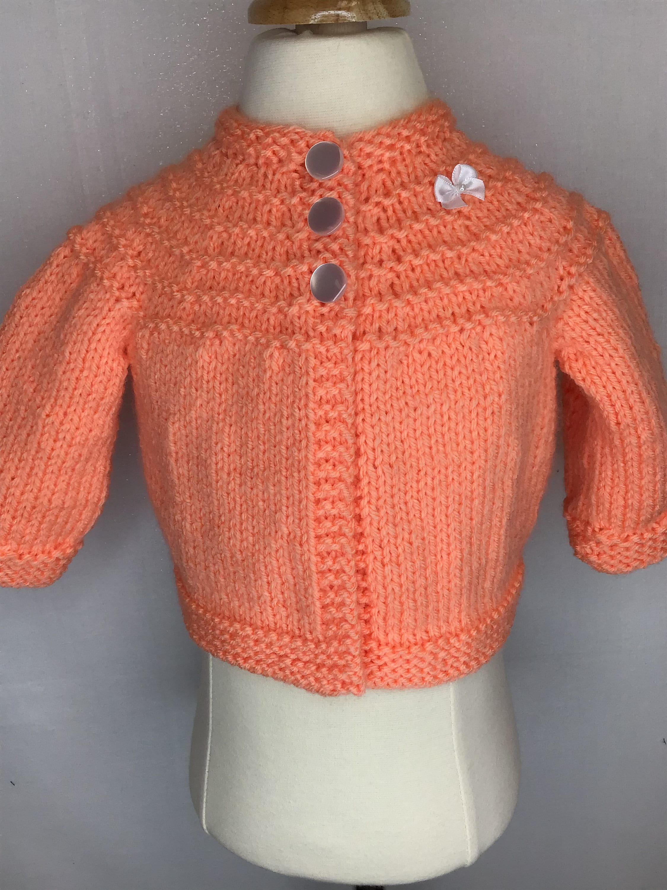 Hand Knit Baby Sweater, Bright Colors