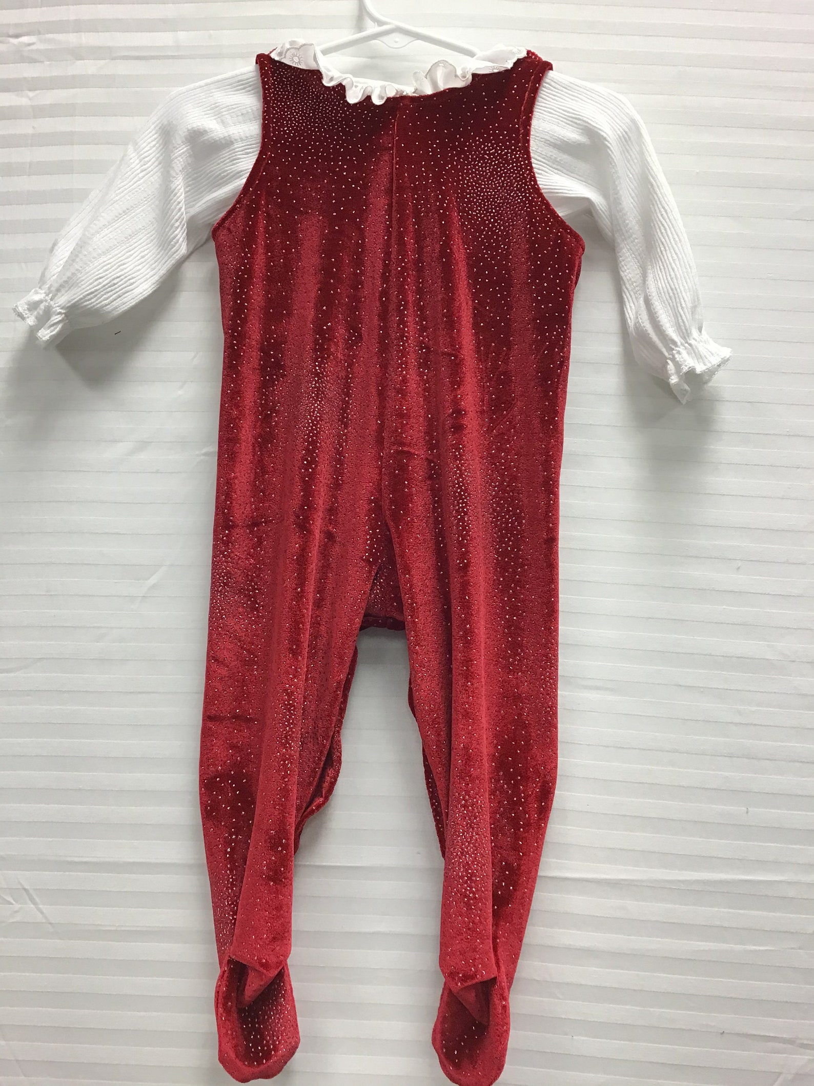 Baby Girl Red Stretch Velvet Romper Set | Etsy
