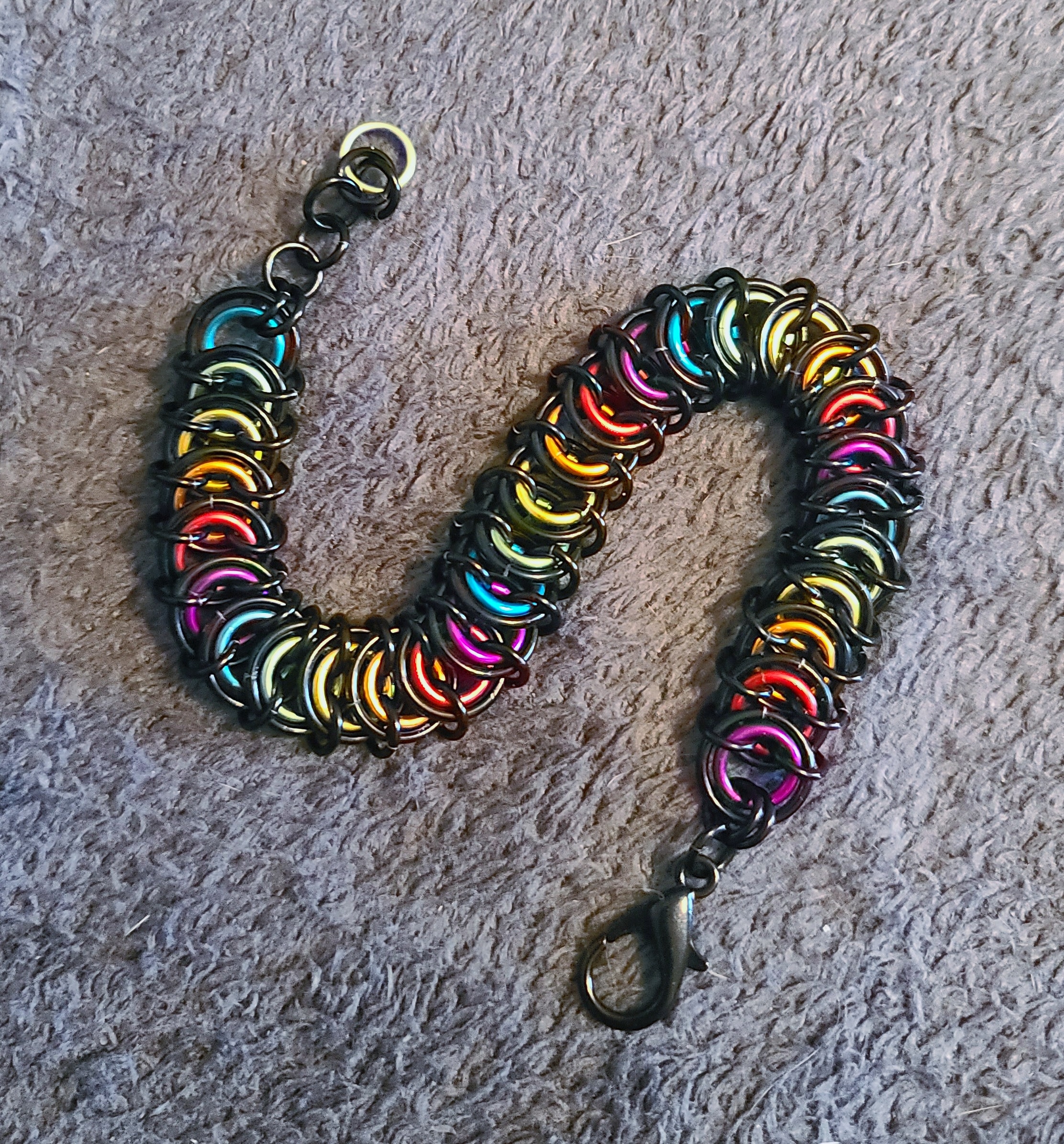 Chainmail Bracelet, Vertebrate Pattern, Elegant Bracelet, Ringed Bracelet, Rainbow Bracelet