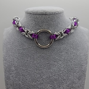 Custom purple Byzantine necklace, purple and silver, chainmaille necklace