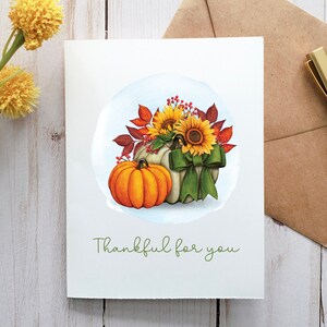 Dankbar für Sie, druckbare Karte, digitale Karte, Herbstkarte, Herbstkarte, Danksagungskarte, Danksagungskarte, Weihnachtskarte, Kürbis, Sonnenblume