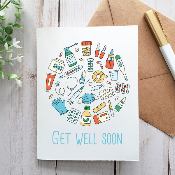 Get Well Soon Card, Printable Card, Digital Card, Greeting Card, Sick Card, Covid Card, Feel Better Card, Get Well, Illness Card, Medical