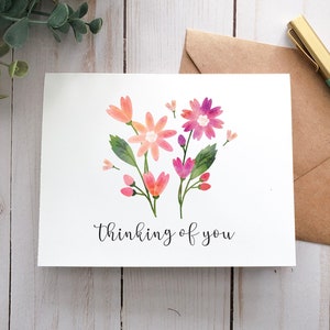 Carte florale rose pensant à vous, carte imprimable, carte numérique, carte de vœux, cadeau pensant à vous, carte pour elle, carte de fleurs, cadeau pour elle