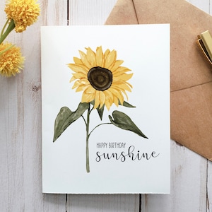 Happy Birthday Sunshine Card, afdrukbare kaart, digitale kaart, zonnebloem verjaardagskaart, wenskaart, kaart voor haar, Boho Card, zonnebloemkaart