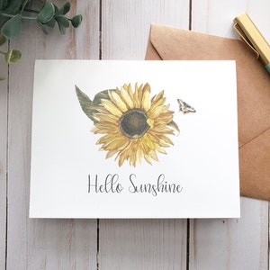 Tarjeta imprimible de girasol "Hola Sol", tarjeta de felicitación, tarjeta digital, tarjeta "Pensando en ti", tarjeta de "Hola", tarjeta de girasol, tarjeta para ella
