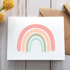 Carte de correspondance vierge arc-en-ciel, Carte imprimable, Carte numérique, Carte de correspondance vierge, Carte de voeux, Arc-en-ciel pastel, Carte pour fille, Toute occasion, Baby shower
