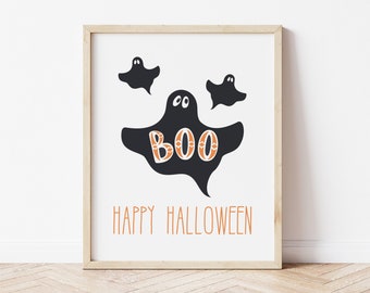 Happy Halloween Ghosts, Printable Wall Art, Digital Wall Art, Halloween Print, Halloween Decor, Halloween Party, Kid's Halloween, Fall Decor