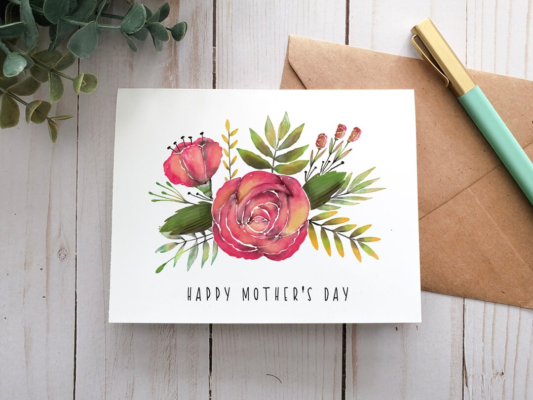 Floral Watercolor Mother's Day Card, Printable Mother's Day Card ...
