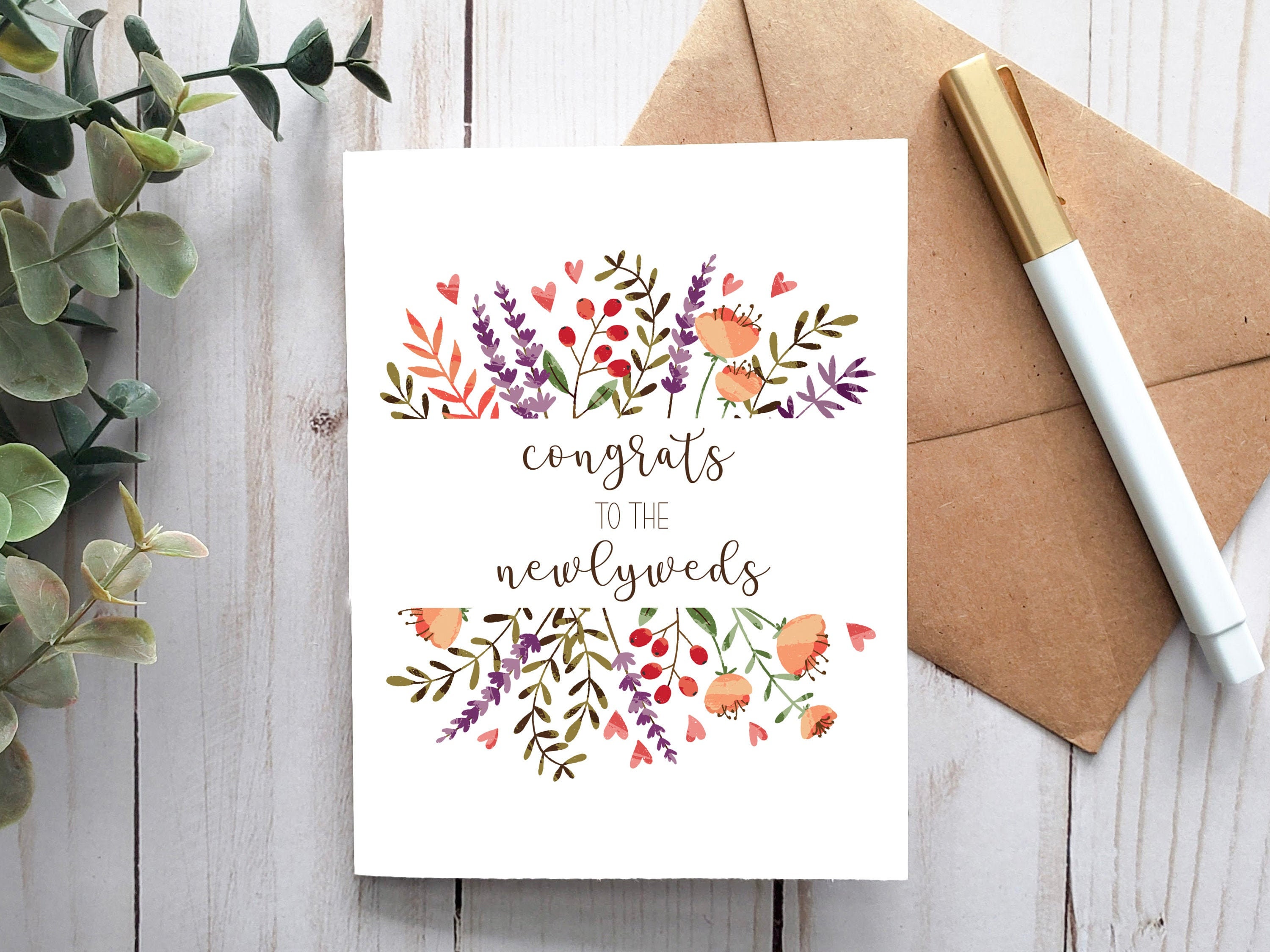 Congrats to the Newlyweds Card, Printable Card, Digital Card, Greeting ...