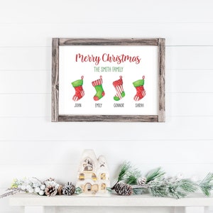 Personalized Family Christmas Art, Printable Wall Art, Digital Wall Art, Personalized Christmas Decor, Family Stockings, Merry Christmas image 3