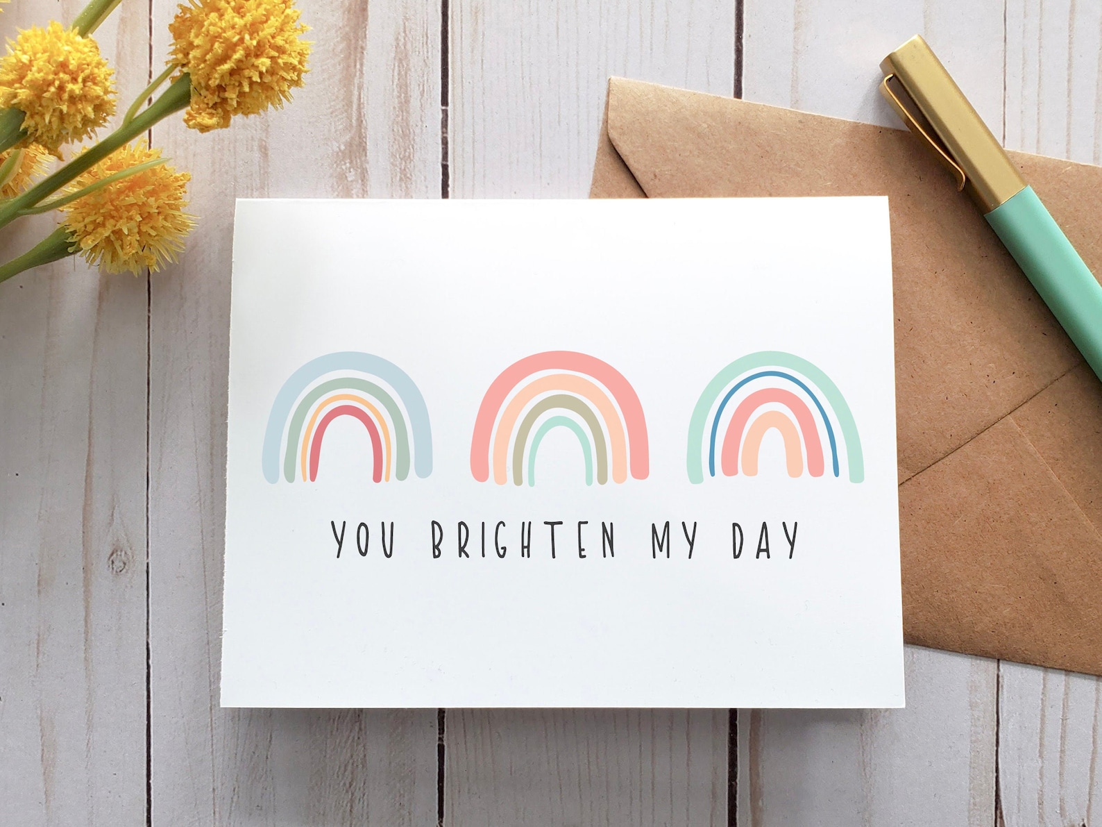 You Brighten My Day Rainbow Card Printable Card Digital | Etsy