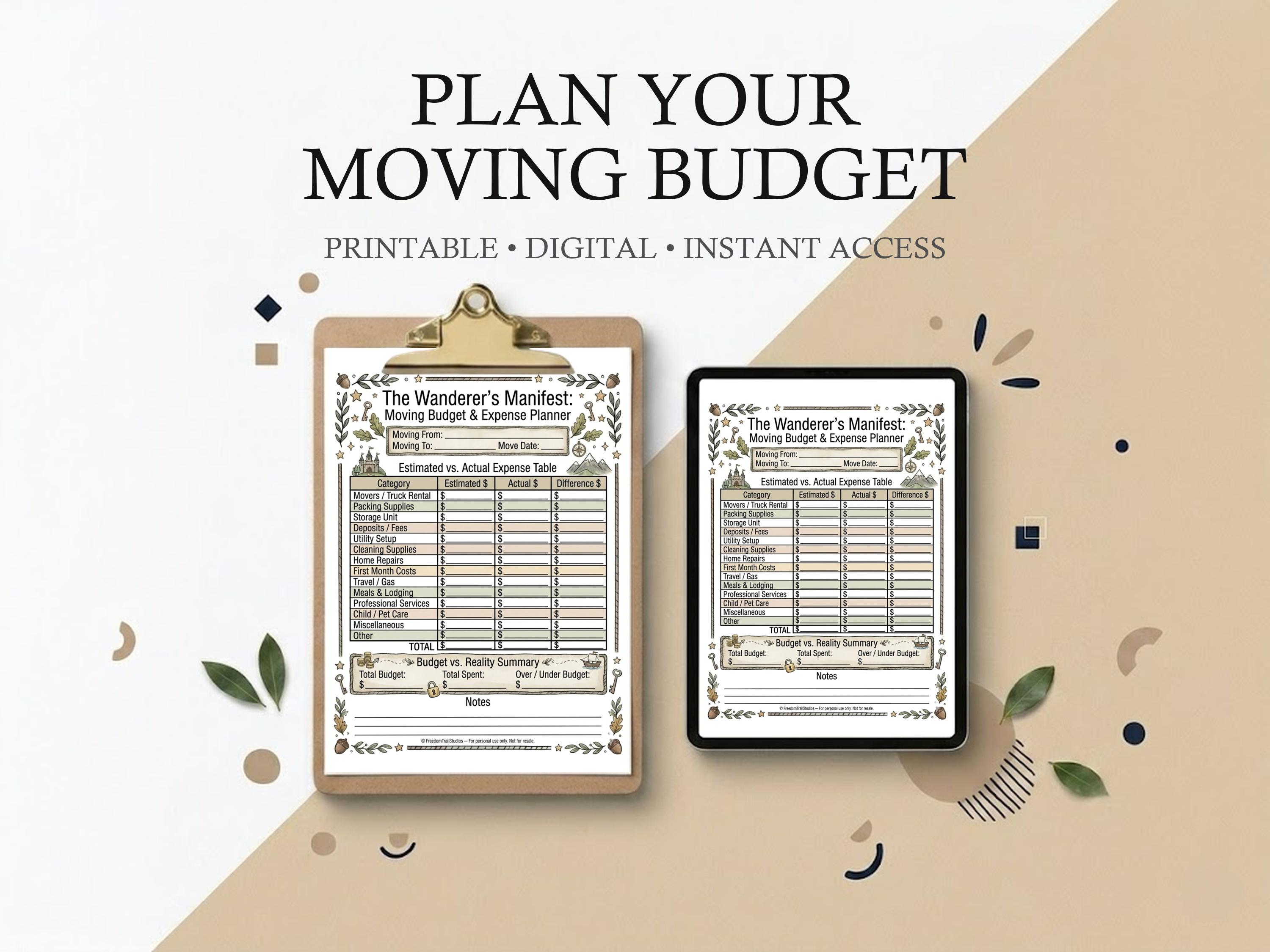 Moving Budget Planner Printable | Moving Expense Tracker Worksheet PDF ...