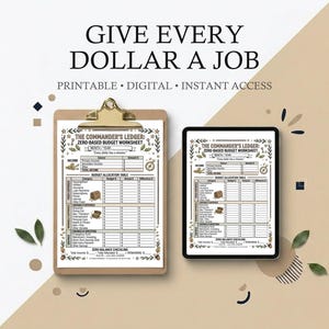 Zero Based Budget Worksheet Printable | Zero Dollar Budget Planner PDF Instant Download