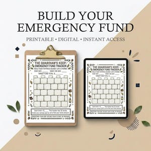 Guardian's Keep Emergency Fund Tracker, Visual Savings Goal (PDF Download)