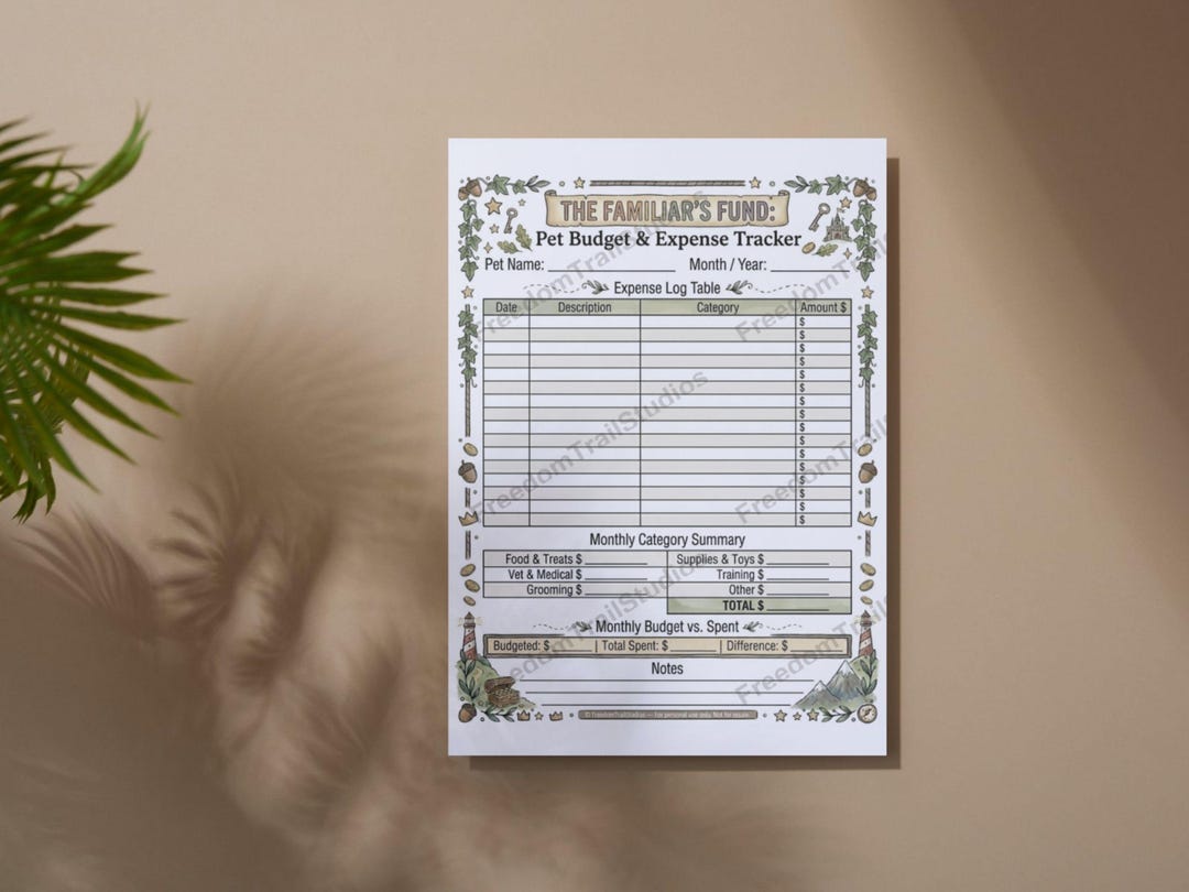 Pet Budget Tracker Printable | Monthly Pet Expense Log PDF Instant ...