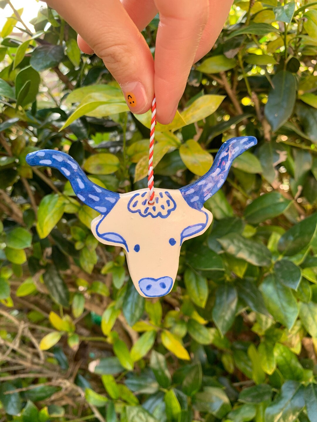 Longhorn Ceramic Ornament Western Hand Made Ceramic Ornament Etsy
