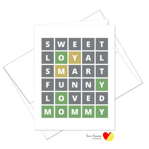 Word Game Mother's Day Edition - Inside Message Customizable