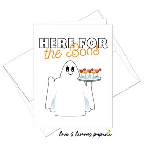 Ici pour les Boos - Ghost & Martini Halloween Card