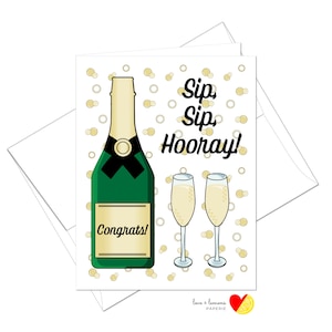 Sip, slok, hoera! - Champagne-felicitaties, schoolacceptatie, afstudeerkaart - Binnenbericht aanpasbaar