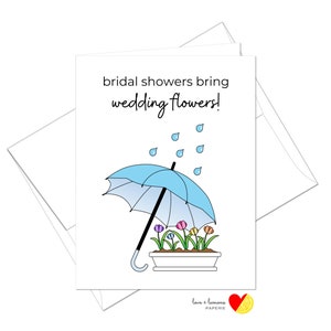 Les douches nuptiales apportent des fleurs de mariage - Carte de douche nuptiale - Blanc à l’intérieur ou message personnalisé