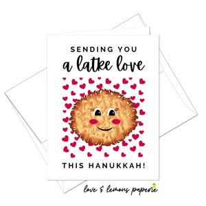 Hanukkah Holiday Card - Vous envoyer un latke love this Hanukkah - Message intérieur personnalisable
