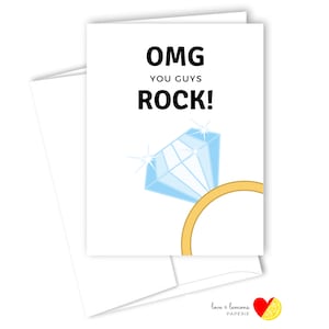 Cartões de noivado - OMG You Guys Rock - Mensagem interna customizável