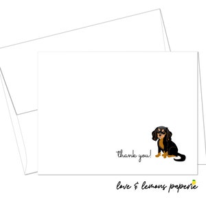 Cavalier King Charles Spaniel - Preto e Castanho - Notas de agradecimento - Mensagem interna personalizável