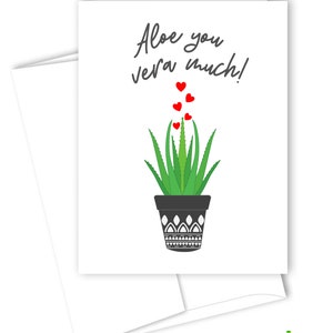 Aloe you vera much - Tarjeta de planta - Interior en blanco o mensaje personalizado
