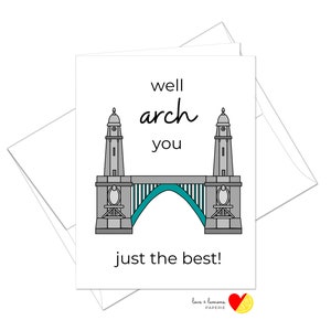 Bueno, archívate lo mejor - Puente de arco - Tarjeta de amistad de aniversario - Mensaje interior personalizable